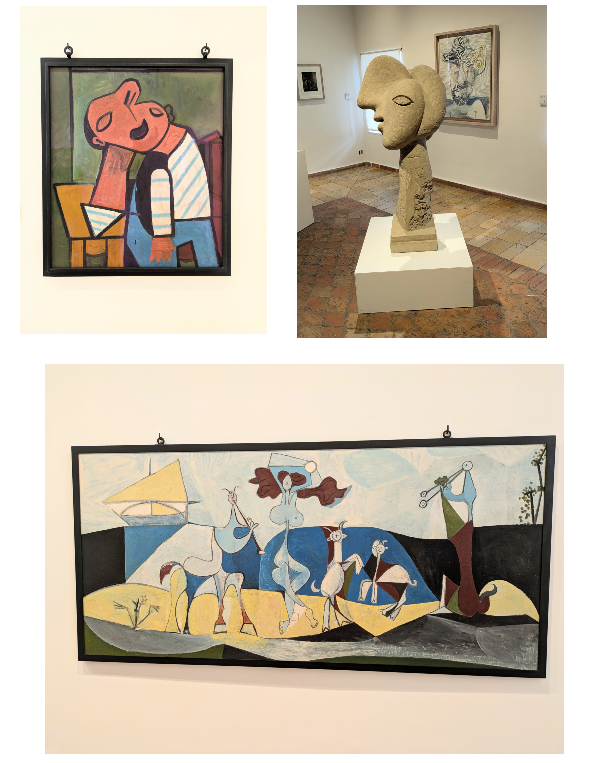 Paintings and sculptures by Pablo Picasso, who himself lived on the French Riviera for many years