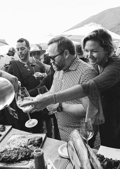 guests lined up for more wine and Westholme steak