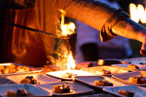 Flambadou over individual meat dishes