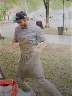 Chef Johan doing a victory dance