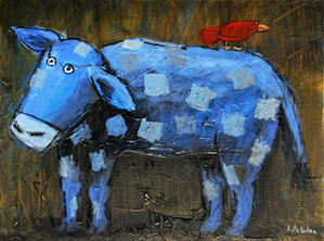 cow with friend, 50x60cm, 2020,Acrylic on canvas.jpeg