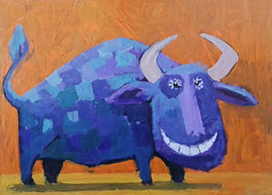 blue bull , 50×70 , 2022 acrylic on canvas.jpeg