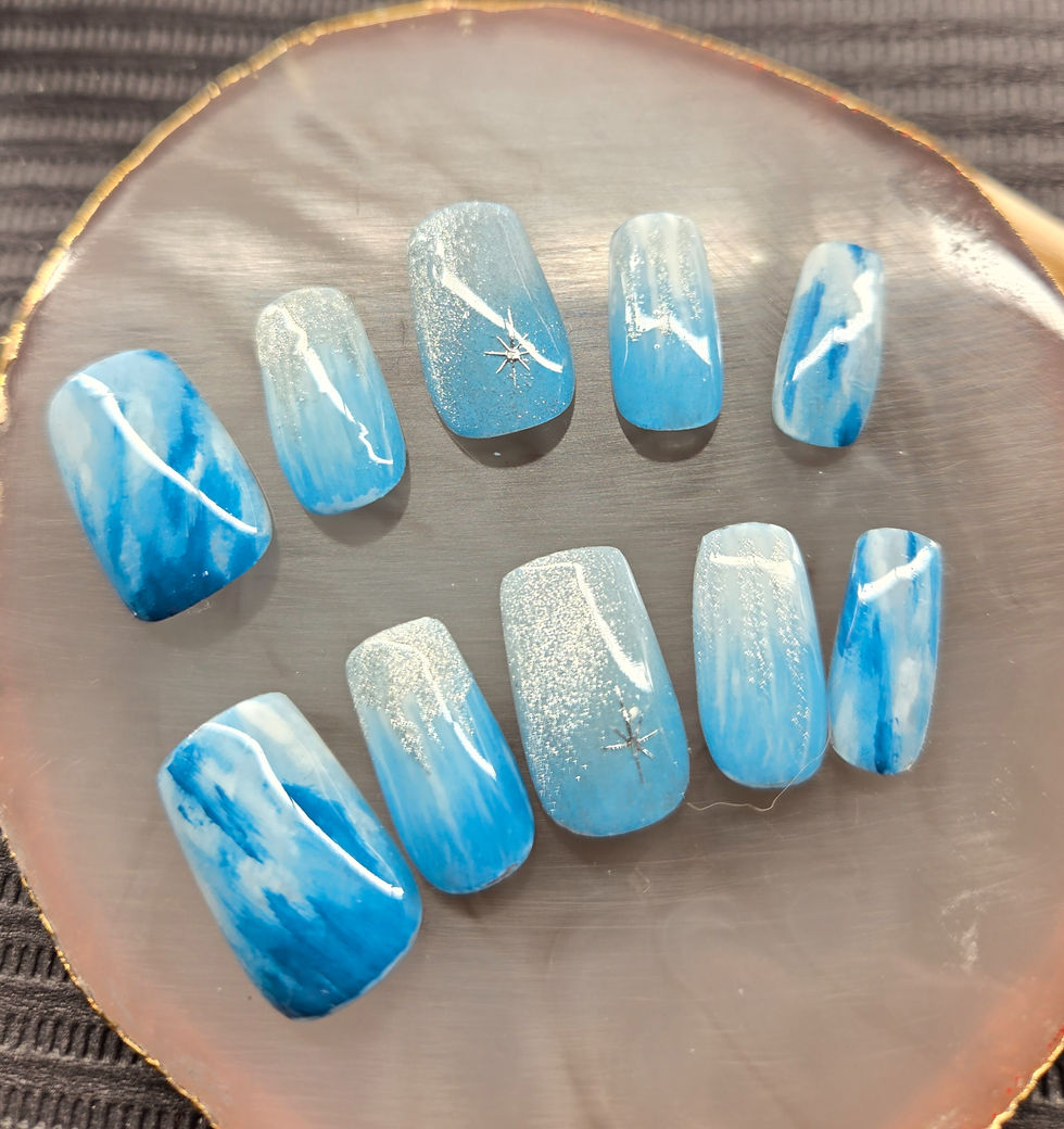 Thumbnail: Blue Ice shimmery luxury press on nails