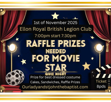 Navy and red poster for a movie star quiz night theme