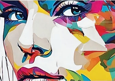 Vibrant Colourful digital face art