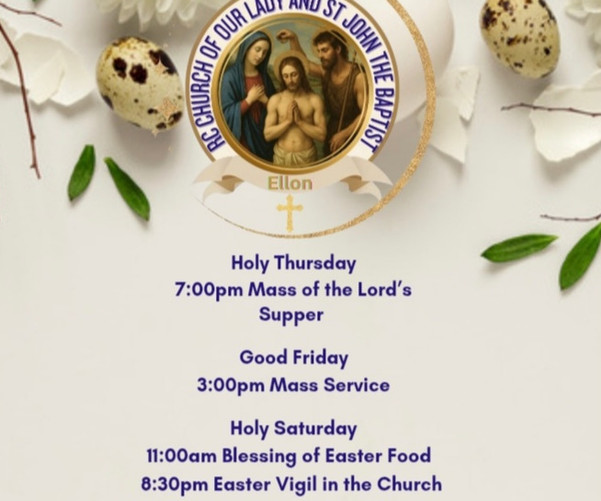 Beautiful cream background with church logo and small cream coloured eggs.