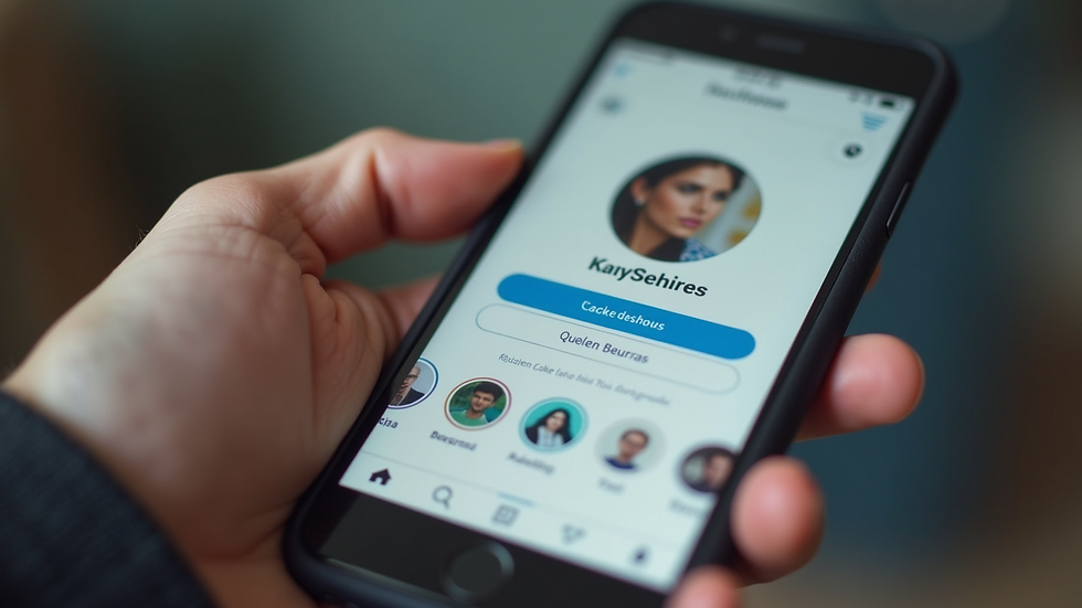 Close-up view of a smartphone displaying a social media profile page