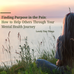 A person sits in grass, gazing at a sunset over water. Text: Finding Purpose in the Pain: How to Help Others Through Your Mental Health Journey.