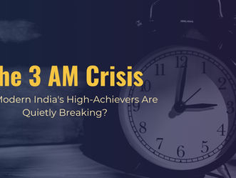 Dark image with a clock showing 3 AM. Text reads "The 3 AM Crisis: Why Modern India's High-Achievers Are Quietly Breaking?" Evokes a reflective mood.