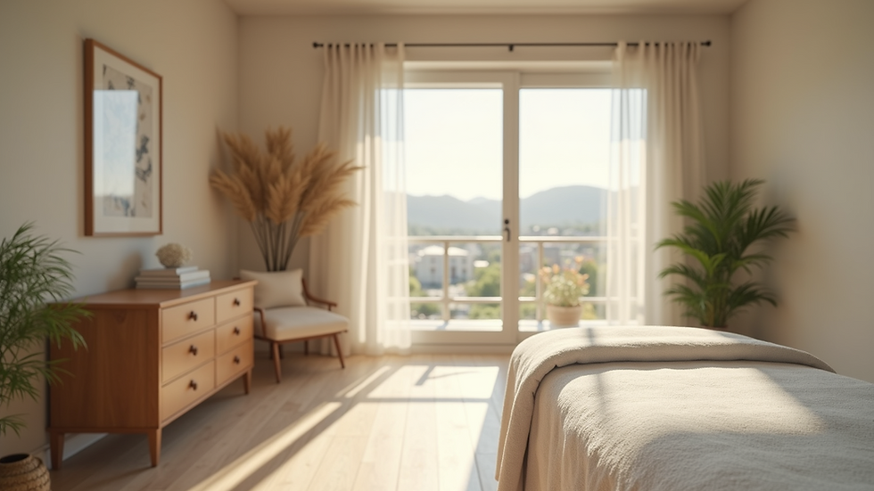 Eye level view of a serene therapy room