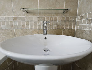 Tiled bathroom wall