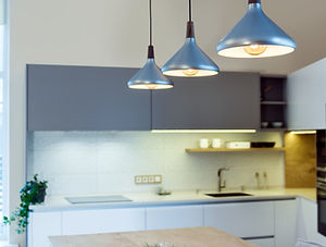 Feature lights in kitchen