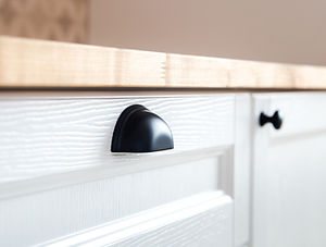 Wooden kitchen worktop, draw and cupboard