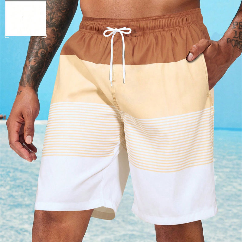 Miniatura: Shorts Masculinos Listrados para Praia – Leve, Fresco e de Secagem Rápida