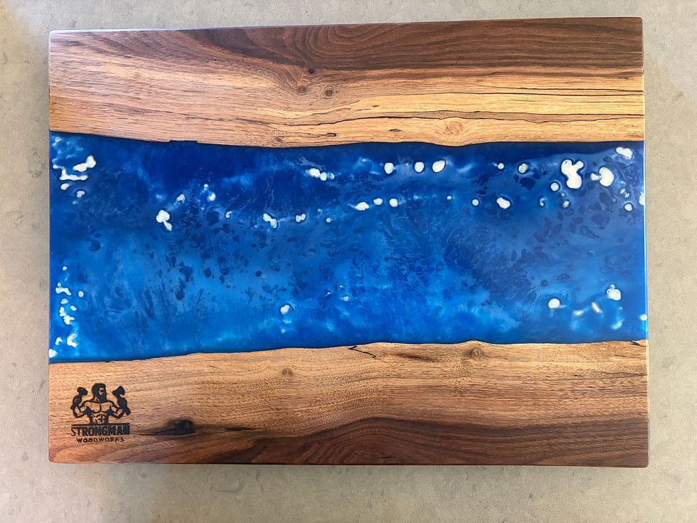 Thumbnail: This handmade blue ocean epoxy serving tray is made from resin and walnut. It's perfect for kitchen, dining room, and events.