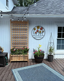Custom handmade outdoor cedar plant box with lattice