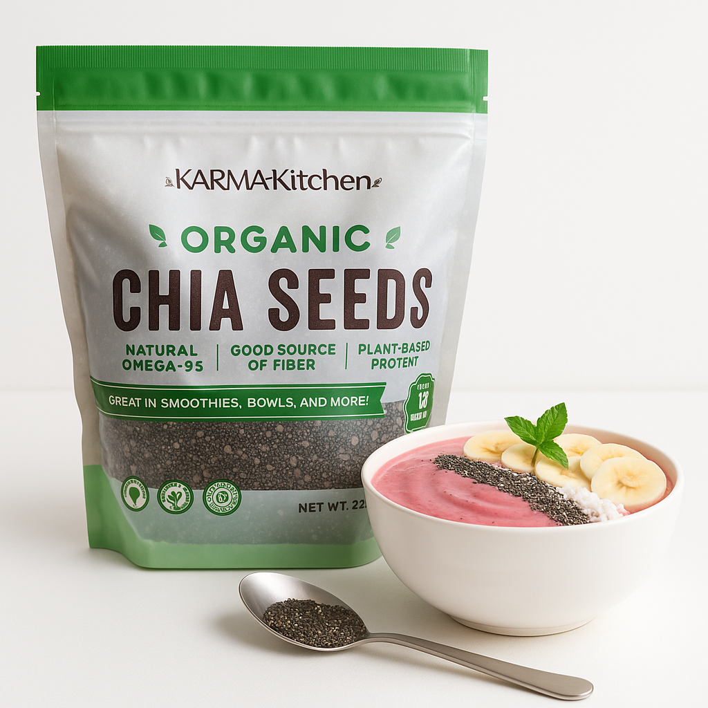 KarmaKitchen Organic Chia Seeds – 2 lb (32 oz) – Omega-3, Fiber & Plant-Based Pr