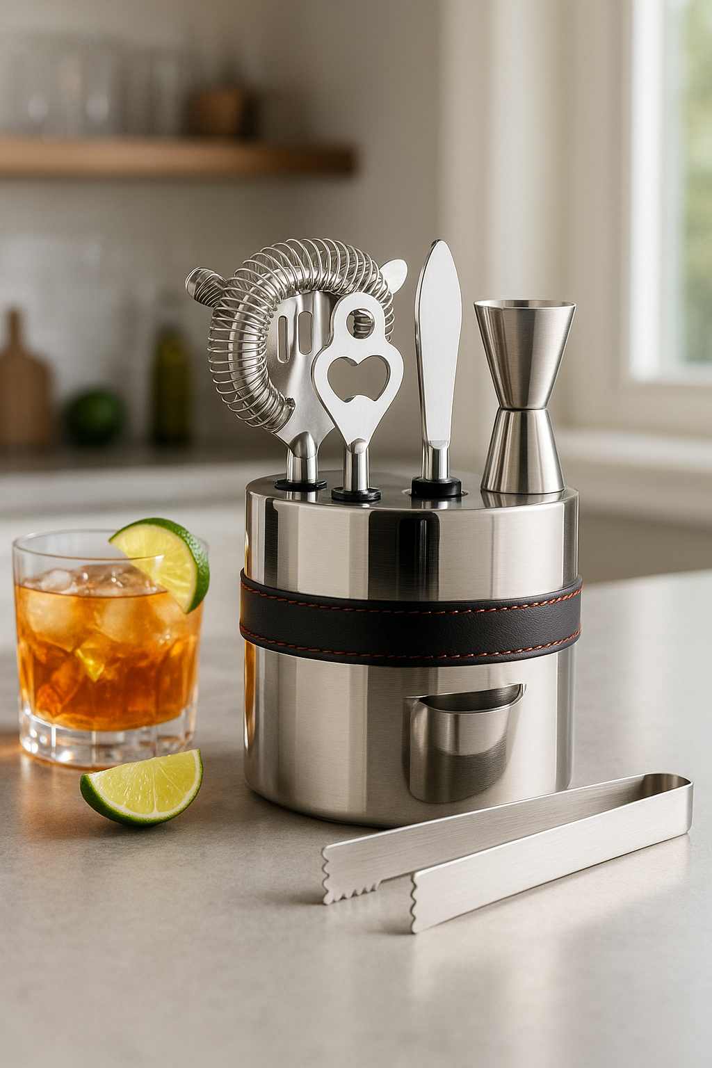 5-Piece Stainless Steel Bar Tool Set with Stand