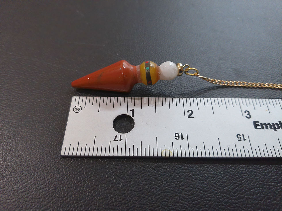 Thumbnail: Red Jasper, Amber and Rainbow Moonstone Pendulum