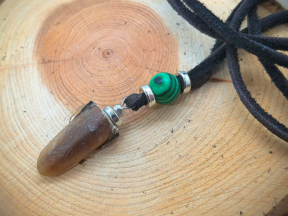 Real Beaver Claw Pendant Necklace with Malachite Bead