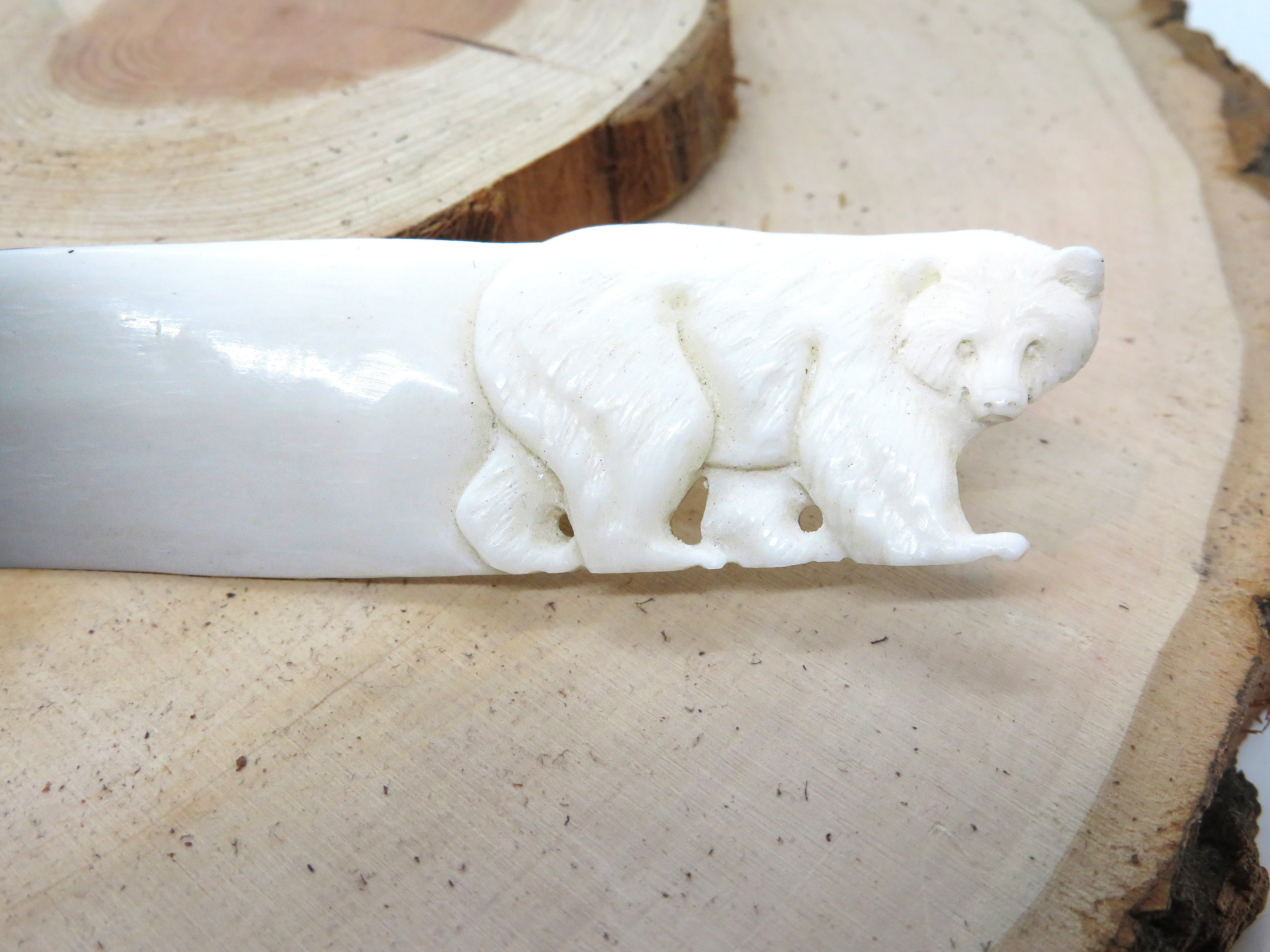 Real Buffalo Bone Carved Bear Letter Opener