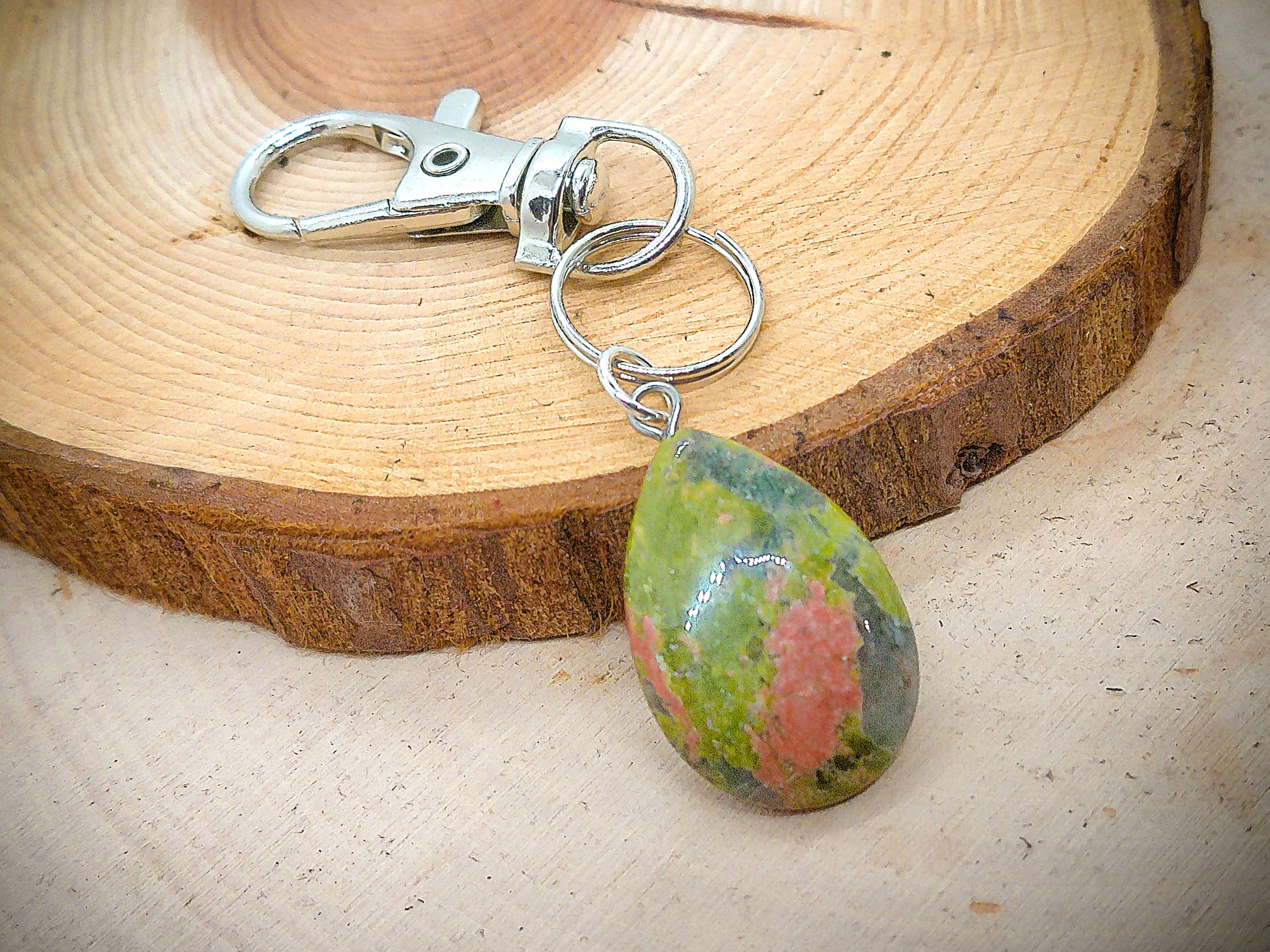Unakite Tear Drop Key Chain