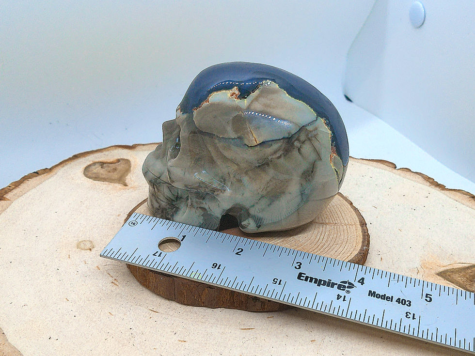 Thumbnail: Fluorescent Volcano Agate Skull Stone Statue (VARIANT 01)