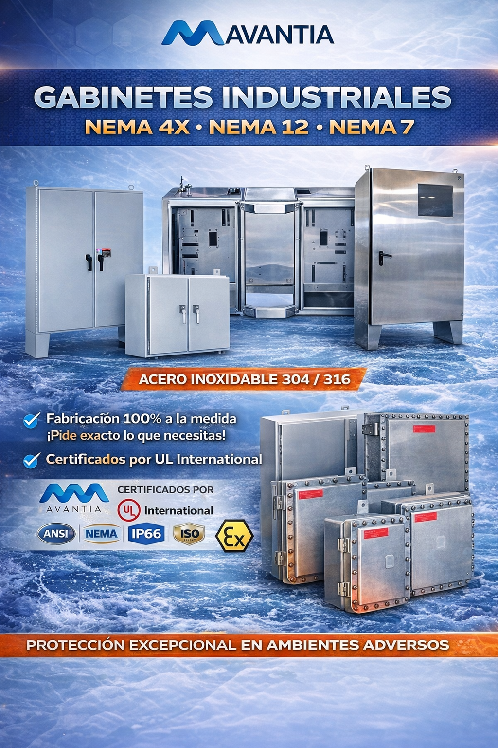 GABINETES INDUSTRIALES AVANTIA 🔷 NEMA 4X · NEMA 12 · NEMA 7