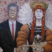 The Presentation, a double portrait of actor John Hurt as himself and as Queen Elizabeth I as he appeared in the 2009 film An Englishman in New York by James Groleau