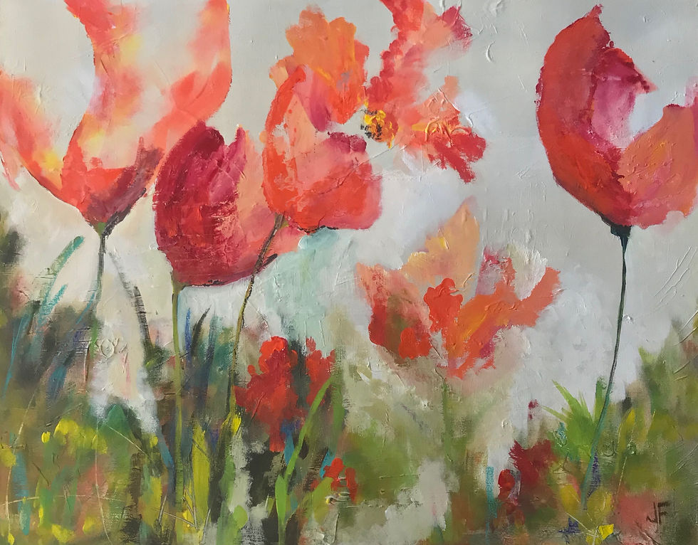 (SOLD) Jane Ferguson - Pink Poppies , 24x30"