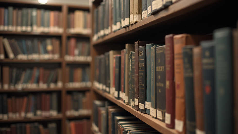 Eye-level view of a library shelf filled with books on East European history