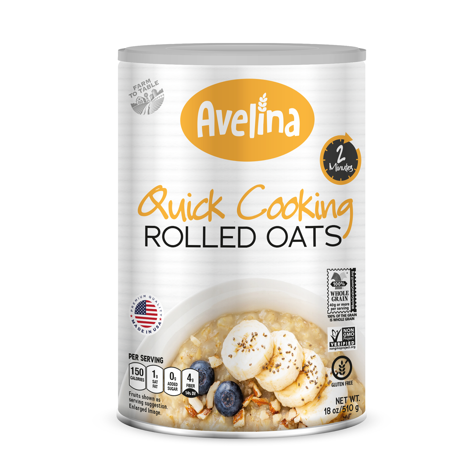Quick Cooking Rolled Oats Canister
