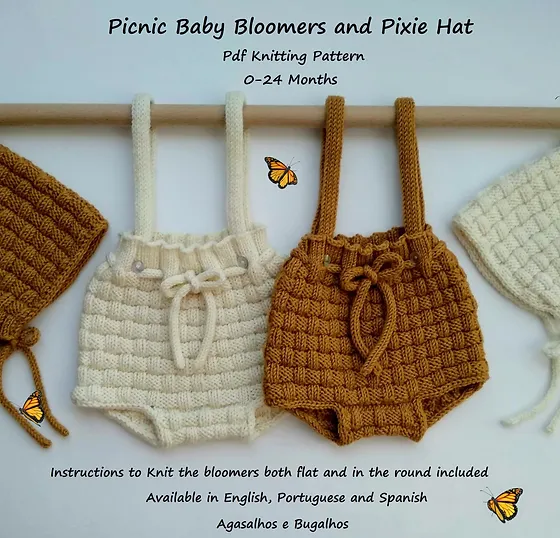 Baby Knitting Pattern Picnic Baby Bloomers And Pixie Hat Knitting Pattern Agasalhos E Bugalhos