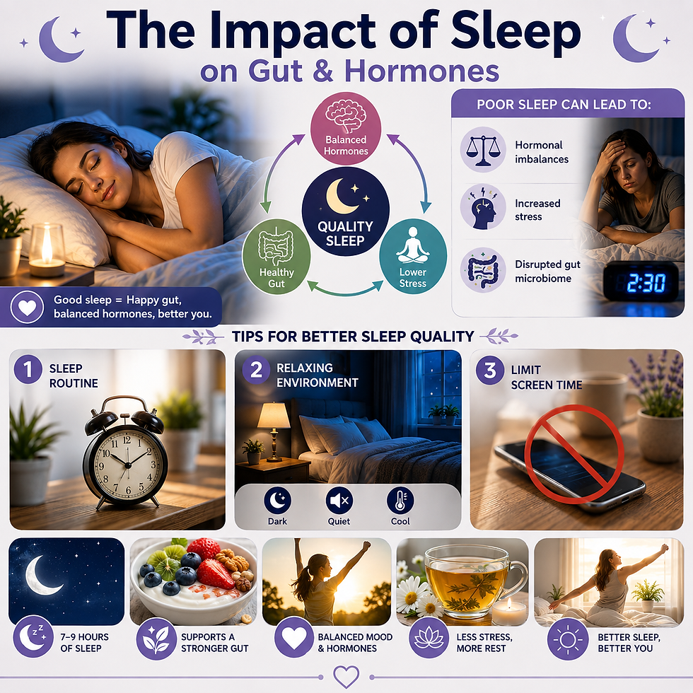 Quality sleep supporting gut health, hormone balance, and stress management