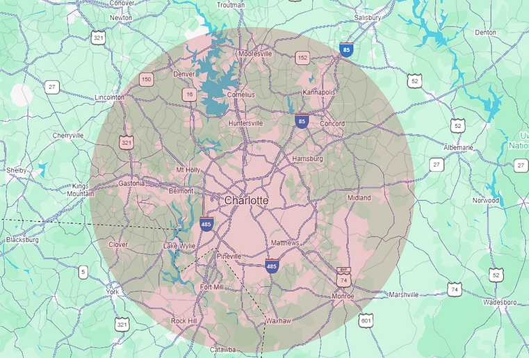 Service Area Map of North Carolina