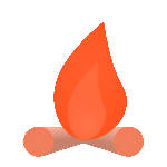 Campfire icon representing fireplace use or wood-burning chimney safety.