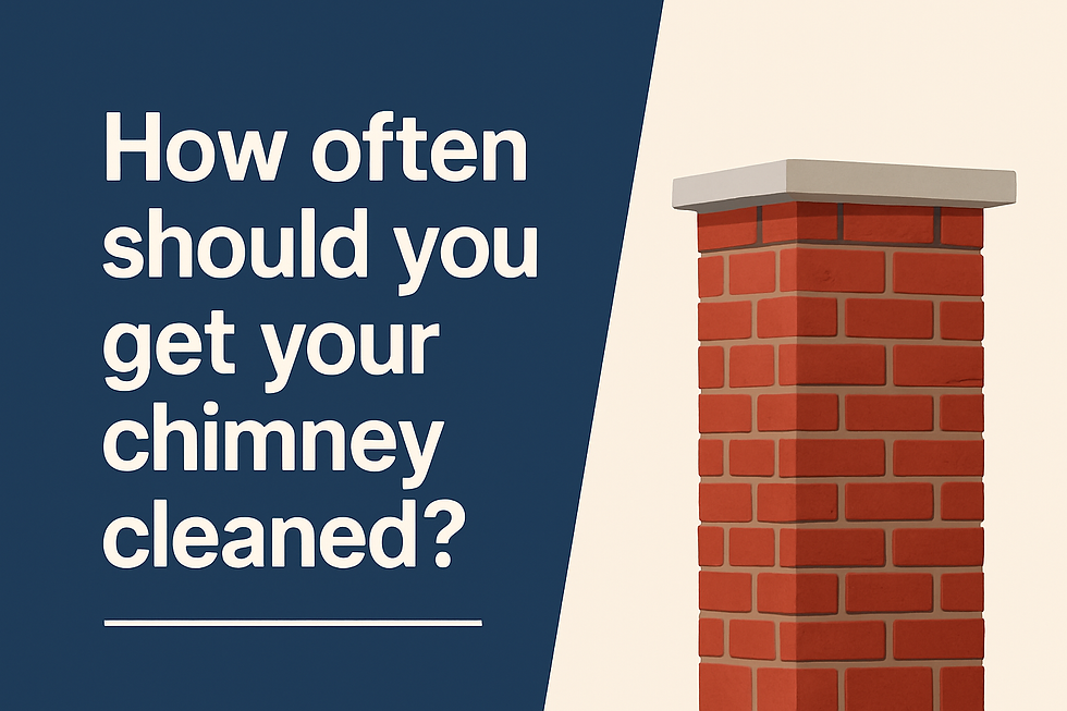 Illustration of a red brick chimney next to the question “How often should you get your chimney cleaned?”