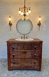 walnut dresser converted to sink vanity