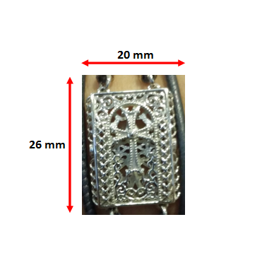 Thumbnail: #1104 - Tatev Stone Cross Silver Bracelet - Grey