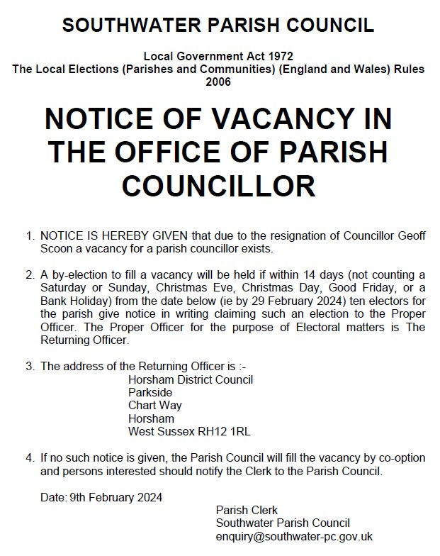 Notice of Vacancy