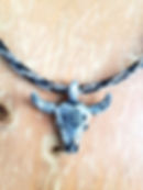 Square Braid Steer Skull Necklace