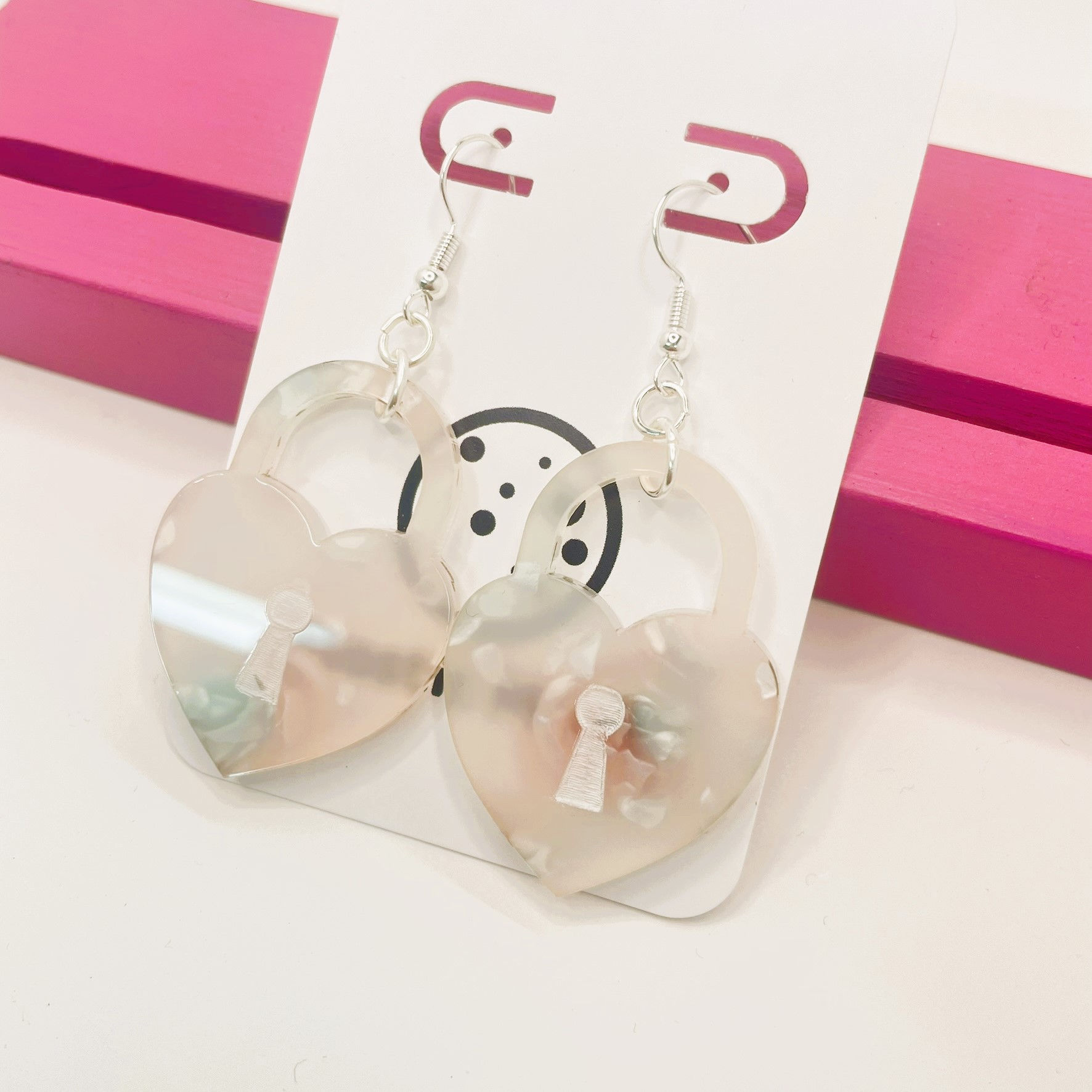 Pink and Blue Crystal Heart Locks