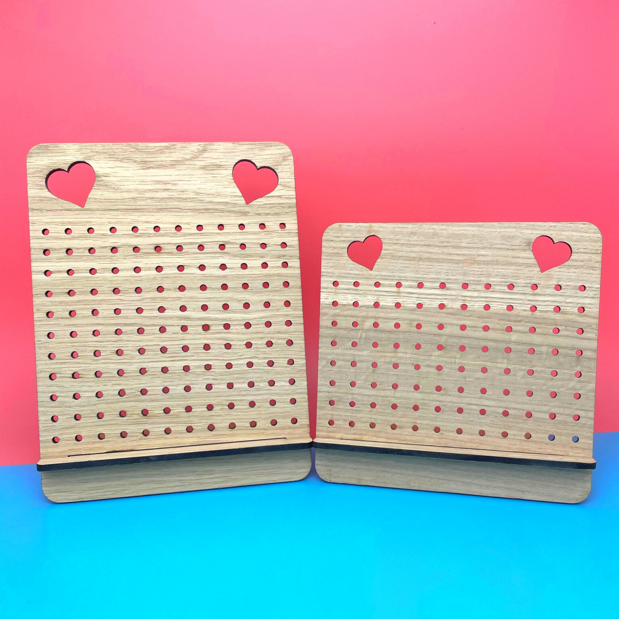 Wooden Earring Stand with Heart detail