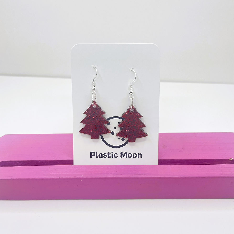 Thumbnail: Small Glitter Christmas Tree Earrings