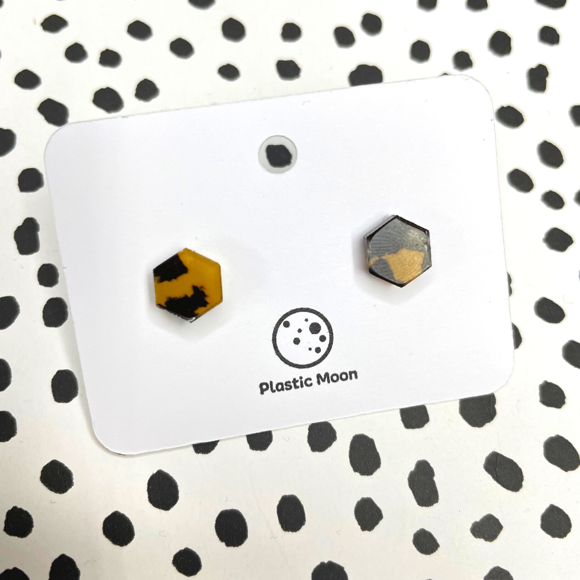 Tortoiseshell Hexagon Mini-Studs