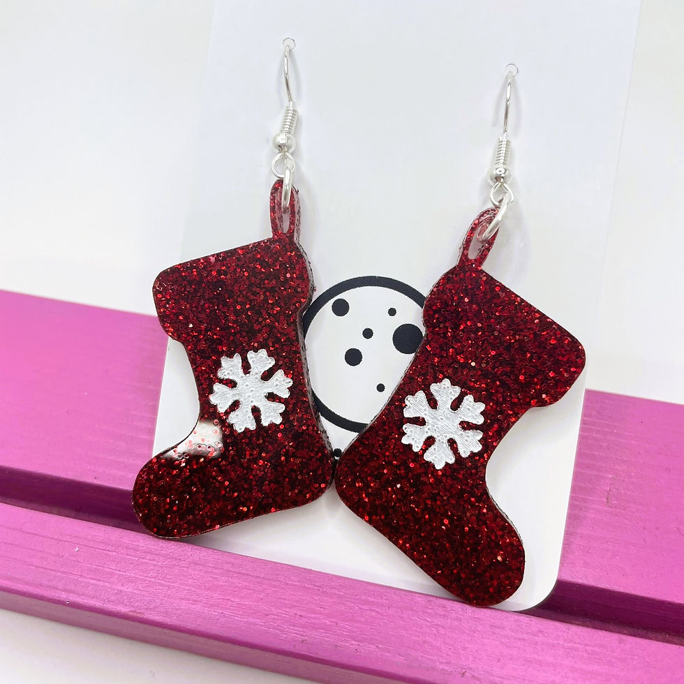 Thumbnail: Red Glitter Snowflake Stockings