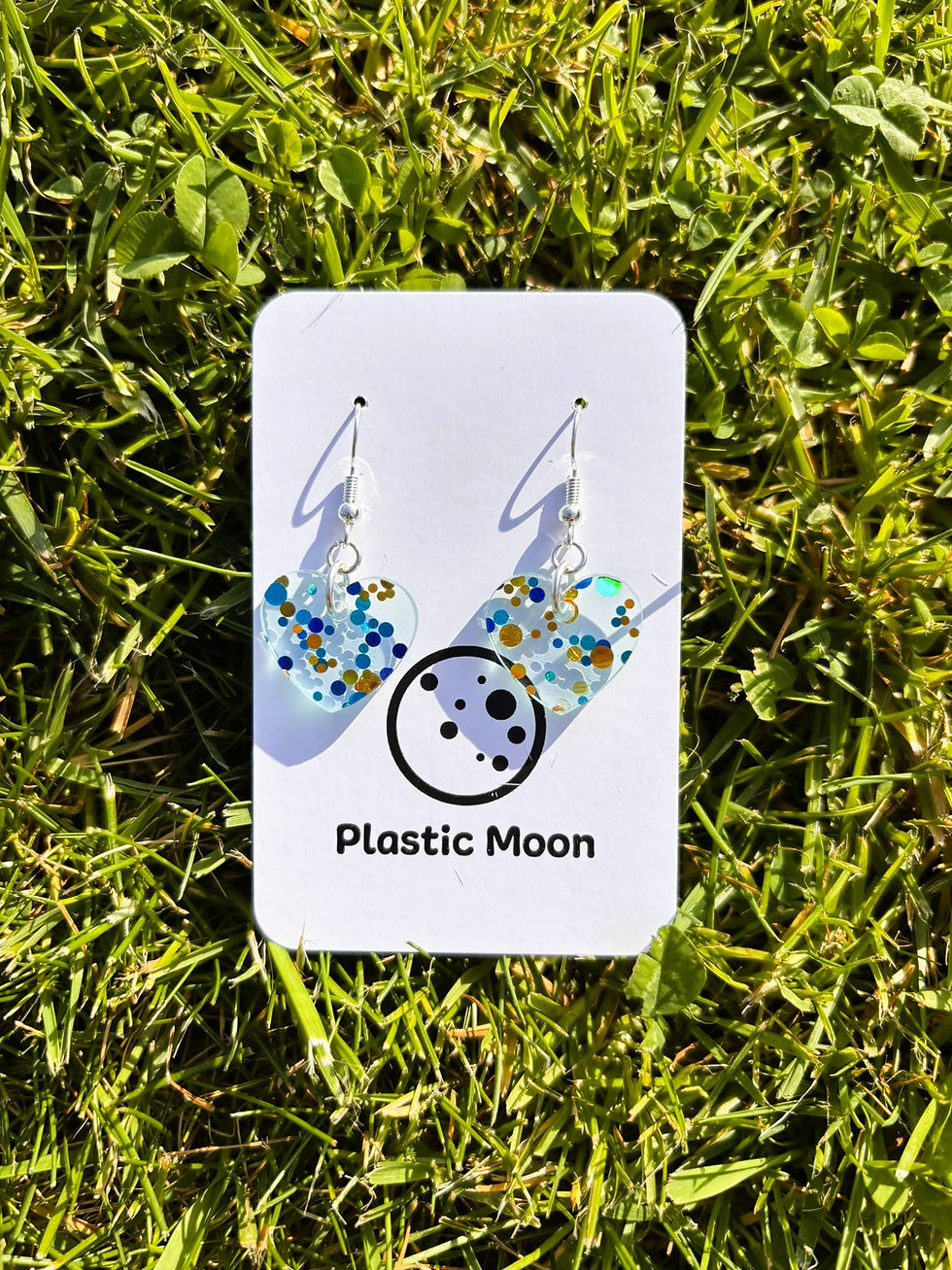 Thumbnail: Blue & Gold Glitter Hearts - Medium