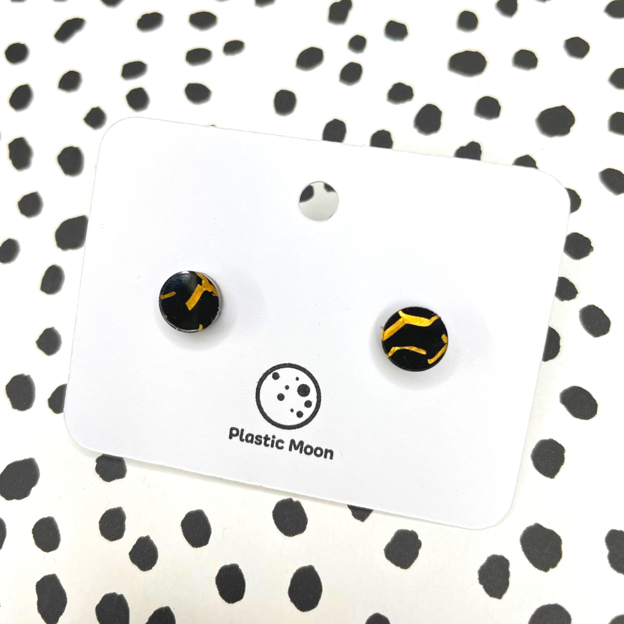 Black Crackle Circle Mini-Stud