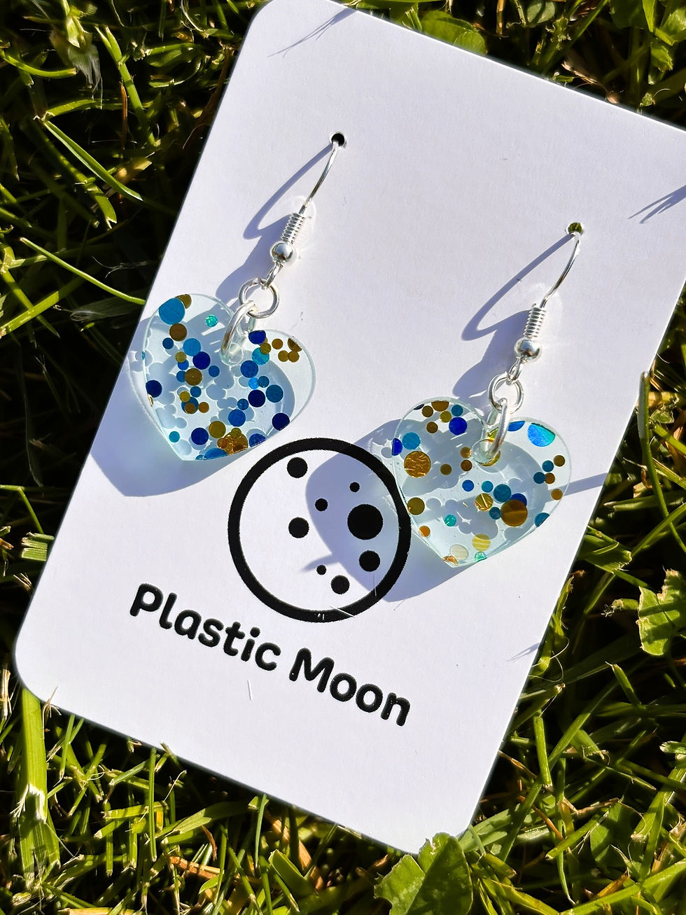 Thumbnail: Blue & Gold Glitter Hearts - Medium