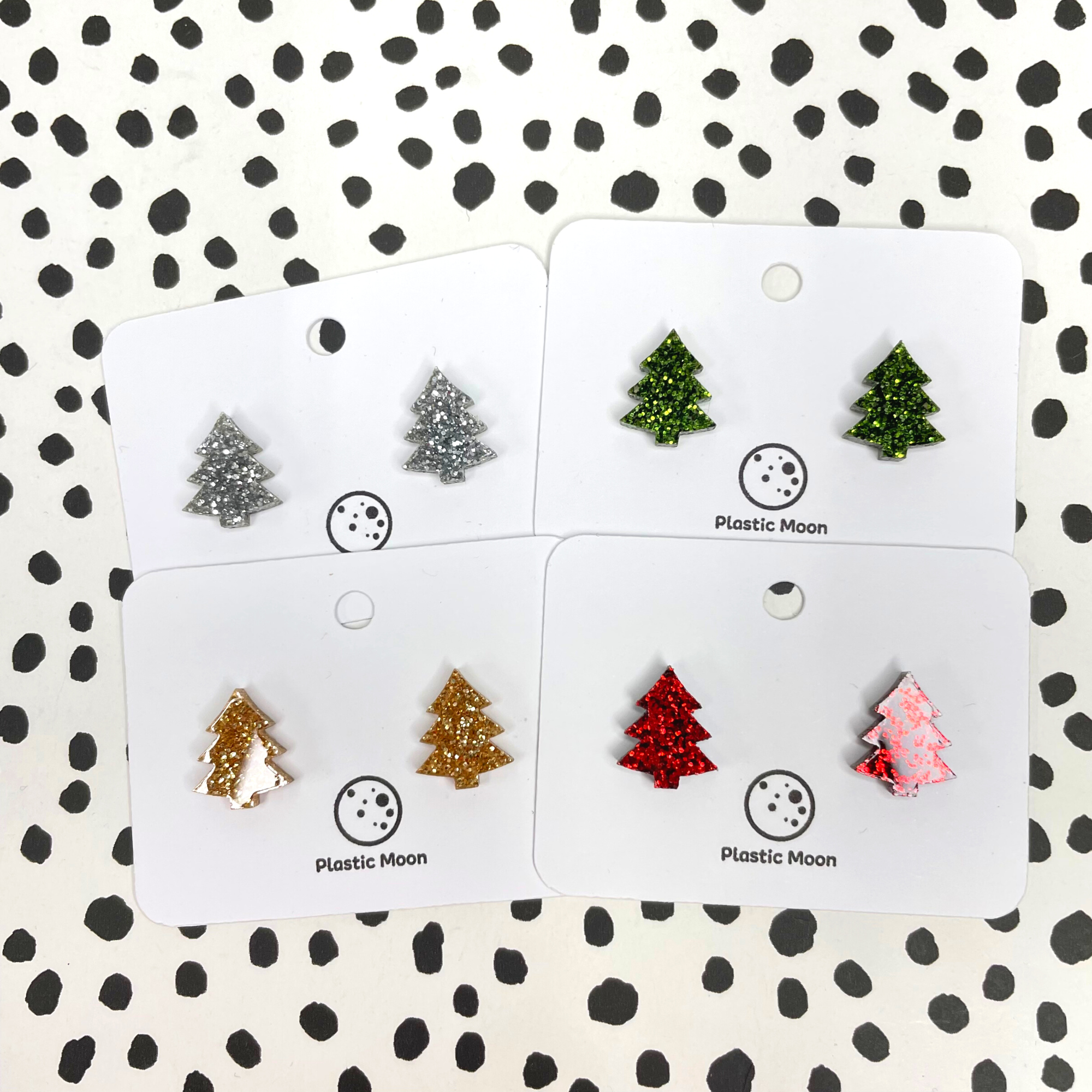 Glitter Christmas Tree Stud Earrings